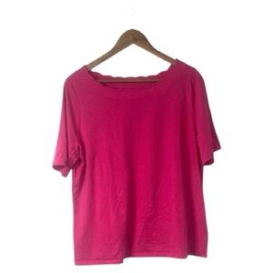 Talbots Pink 100% Pima Cotton Shirt Top Scallop Neck Short Sleeve Size 1X